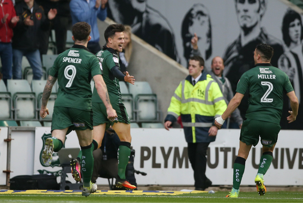 PLYMOUTH Argyle v Colchester United - Donaldson Celebrates